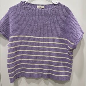 Entry Purple and White Striped Women's Sweater